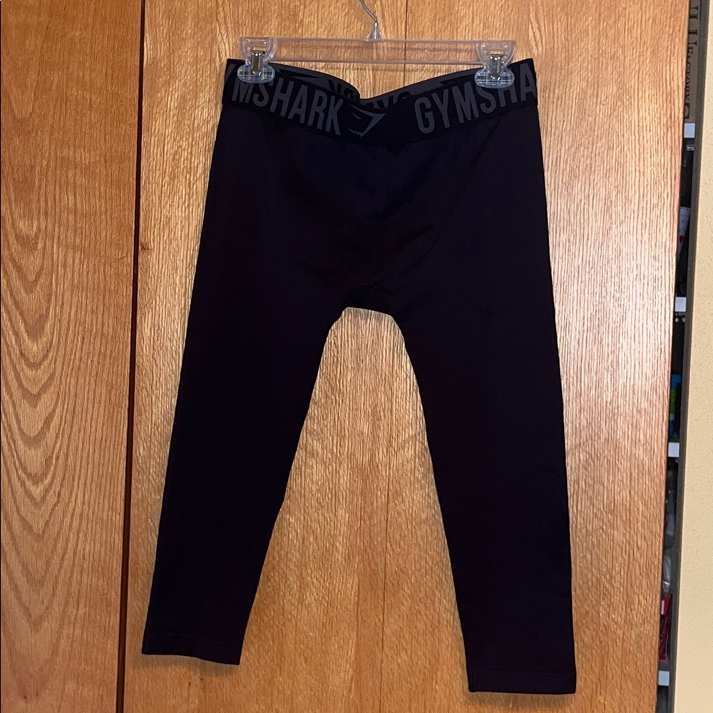 NEW Gymshark black logo waist capri leggings tights pants shorts workout wear